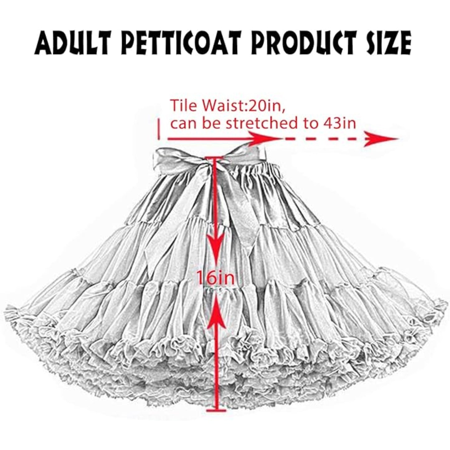 Petticoat Skirt Adult Puffy Tutu Layered Ballet Tulle Dress Costume Black OSFM