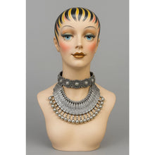 Load image into Gallery viewer, Retro Double Silver-Tone Necklace – Ethnic Statement Ren Faire Collar
