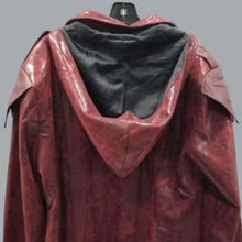 Load image into Gallery viewer, Crubelon Red Medieval Faux Leather Hooded Jacket Coat Men’s XL Goth
