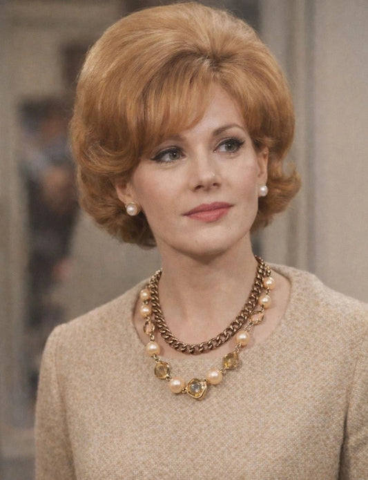 Vintage TRUDI Copper Tone Pearl Crystal Necklace Mid Century Signed