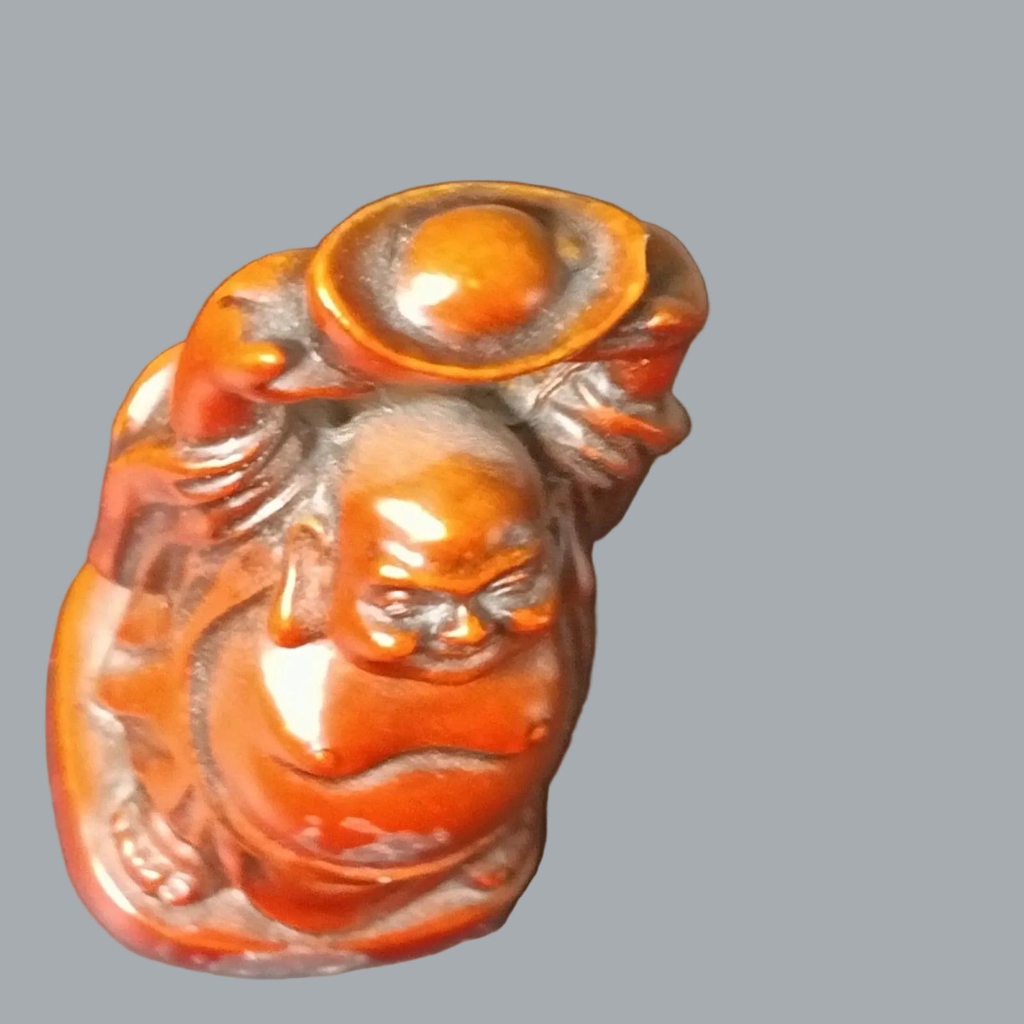 Set 4 Laughing Buddha Figurines Resin Feng Shui Budai Statues 2" Sm Chip on Hat