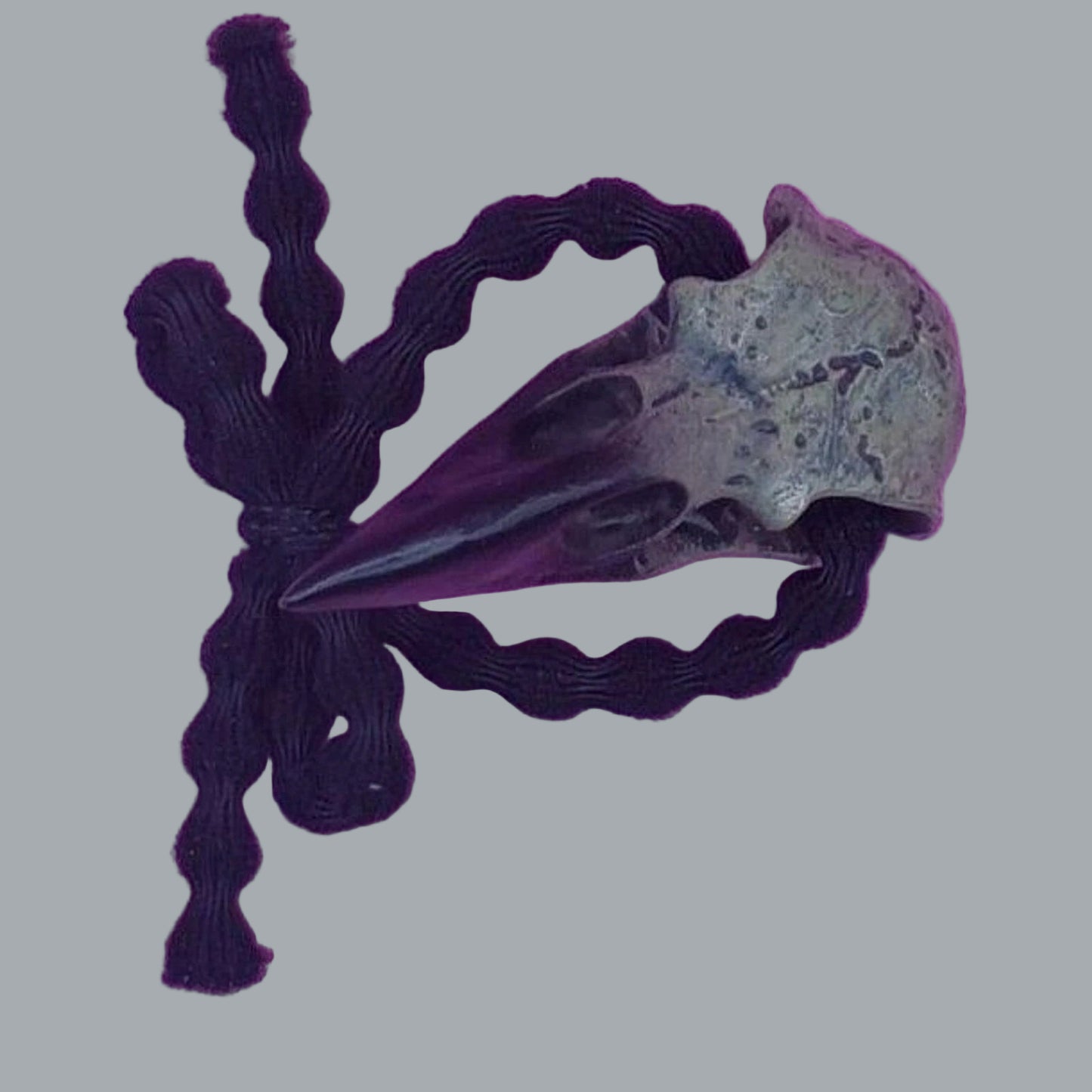 Resin Crow Skull Shaped Oblong Black Hair Rope Viking Jewelry