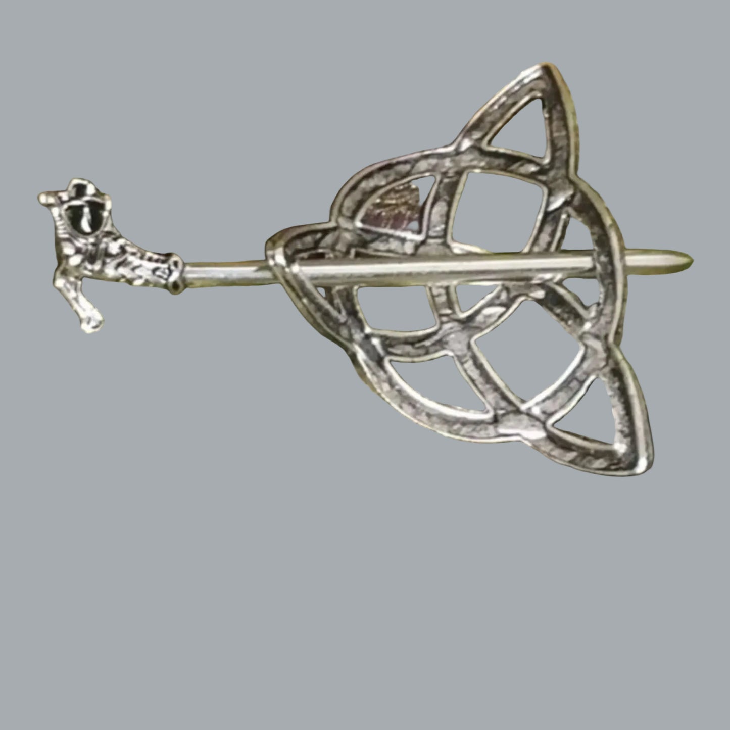 Celtic Knot Hair Slide Barrette Silver Tone 3x2 Renaissance Faire