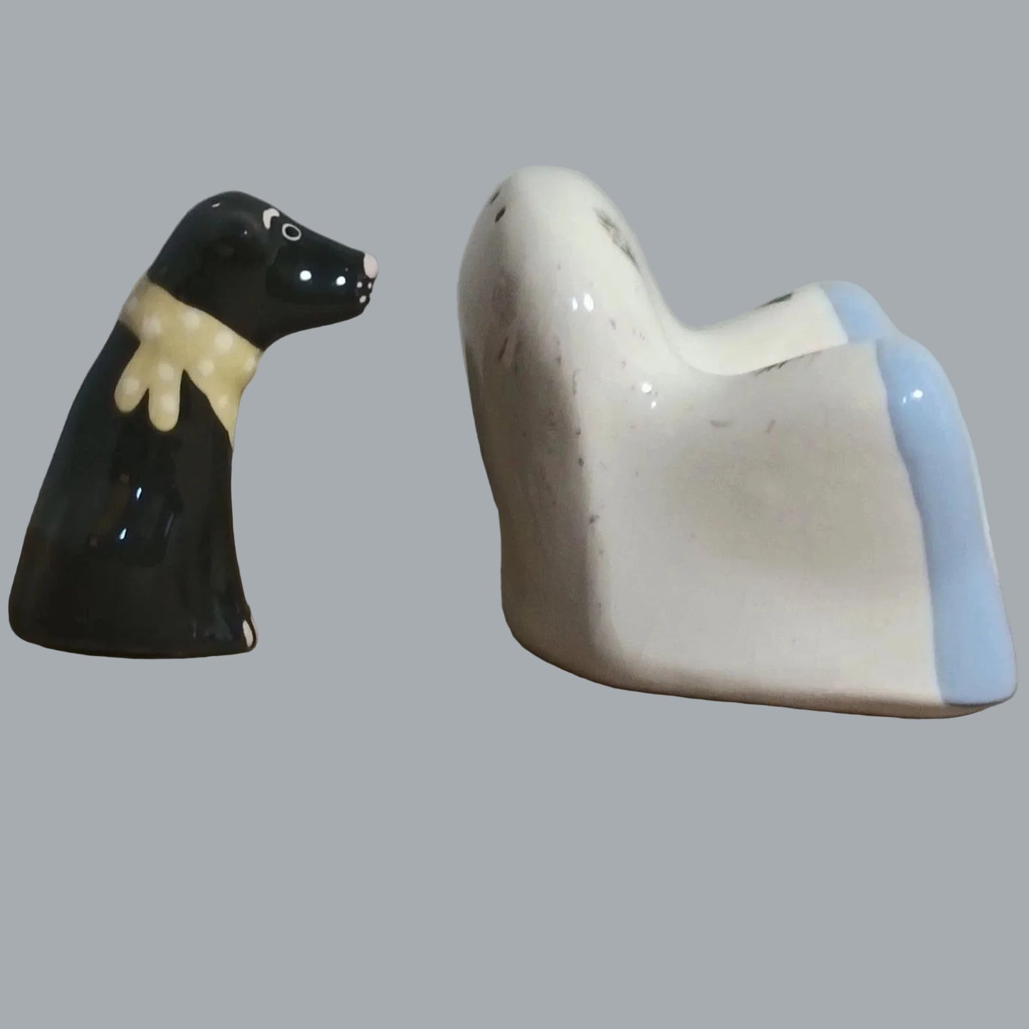 Dog on Couch Ceramic Salt & Pepper Shakers Floral Sofa Set