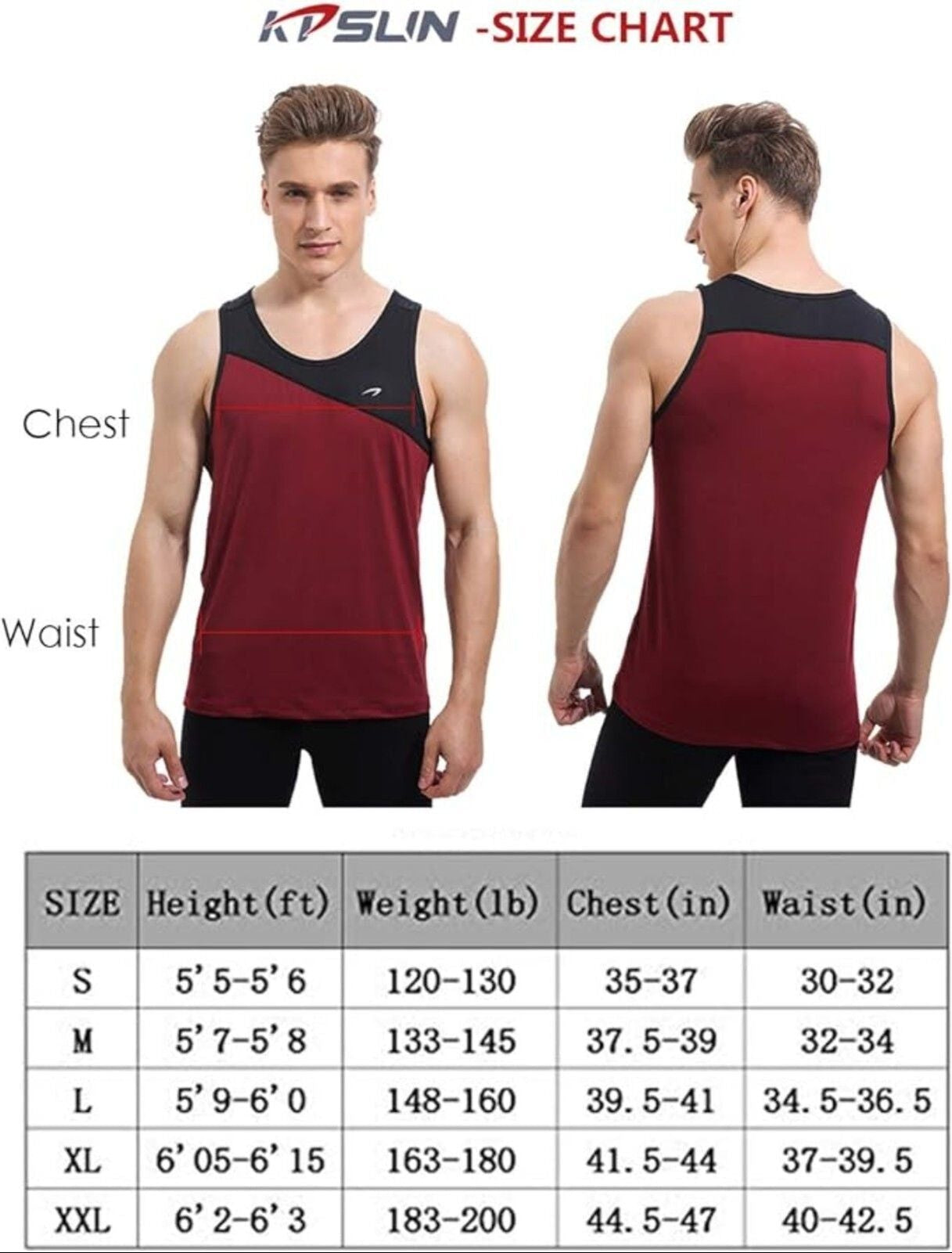 Tank Tops Quick Dry Athletic Gym Sleeveless Shirts Running Workout Jogging Red,L