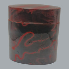 Load image into Gallery viewer, Vintage Japanese Lacquer Nesting Boxes Set - 6&quot;, 5&quot;, 4&quot; Red &amp; Black Marbled Jars
