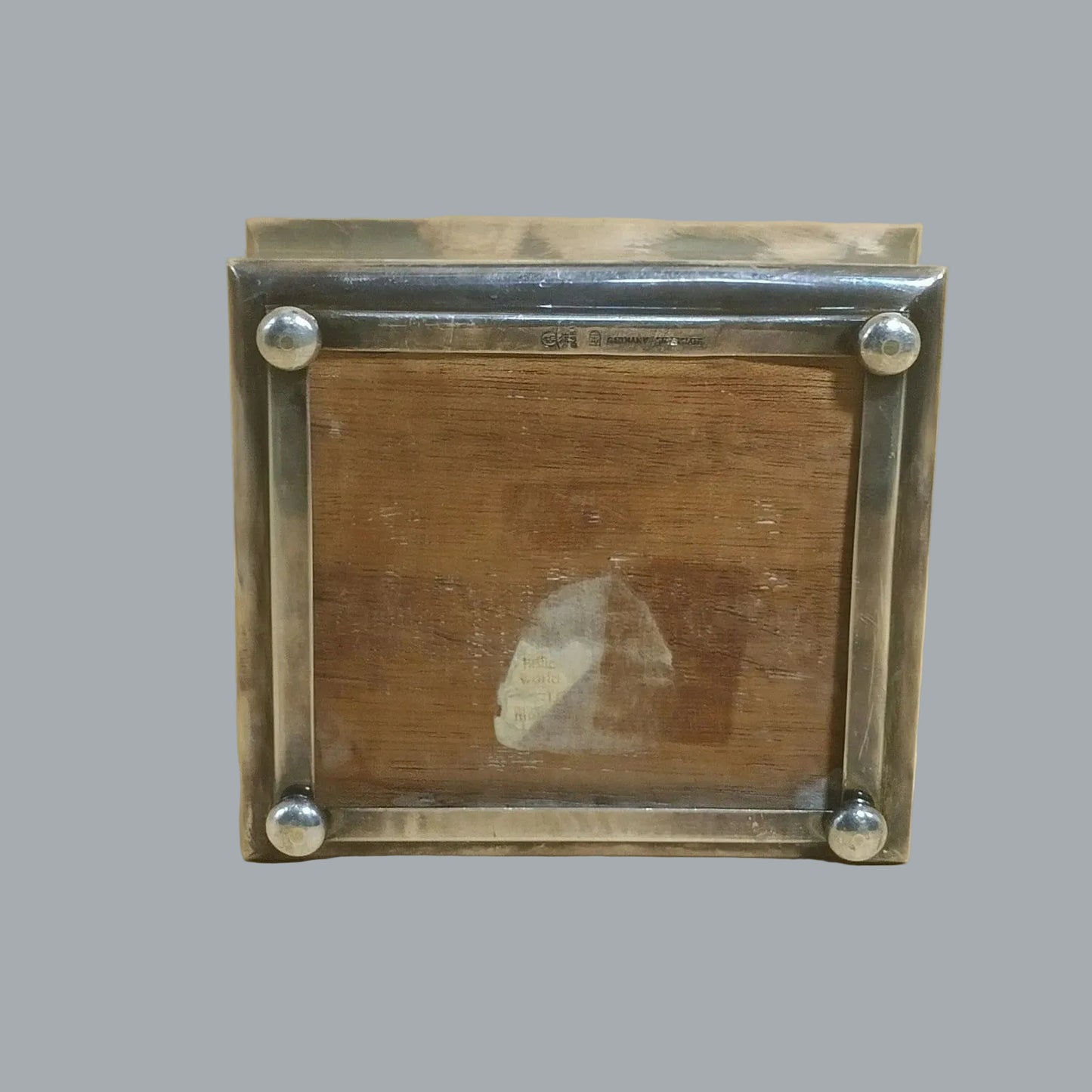 WMF Ikora Germany Silverplate Trinket Box w/ Wood Insert 4"x4"