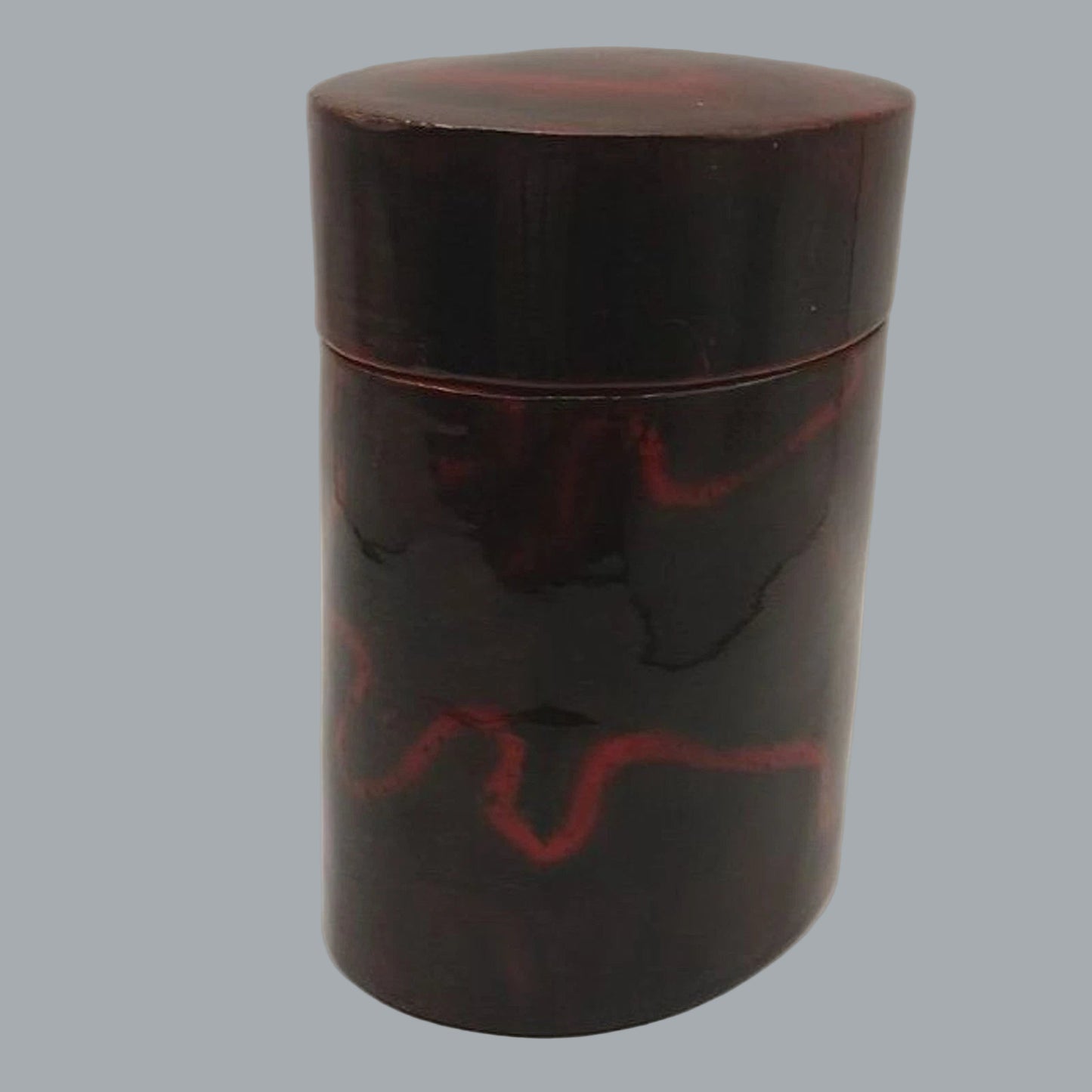 Vintage Japanese Lacquer Nesting Boxes Set - 6", 5", 4" Red & Black Marbled Jars