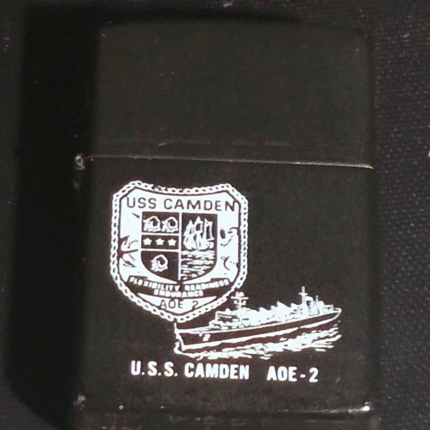 Zippo USS Camden AOE-2 Navy Lighter 1994 Black Matte USA Engraved
