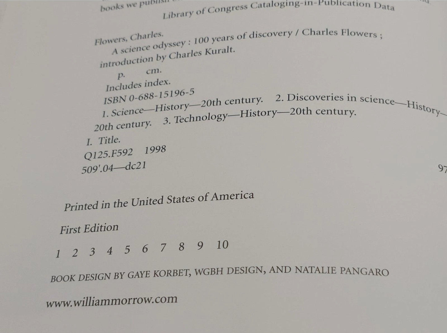 1st Edition of A Science Odyssey by Charles Flowers, Pre-owned