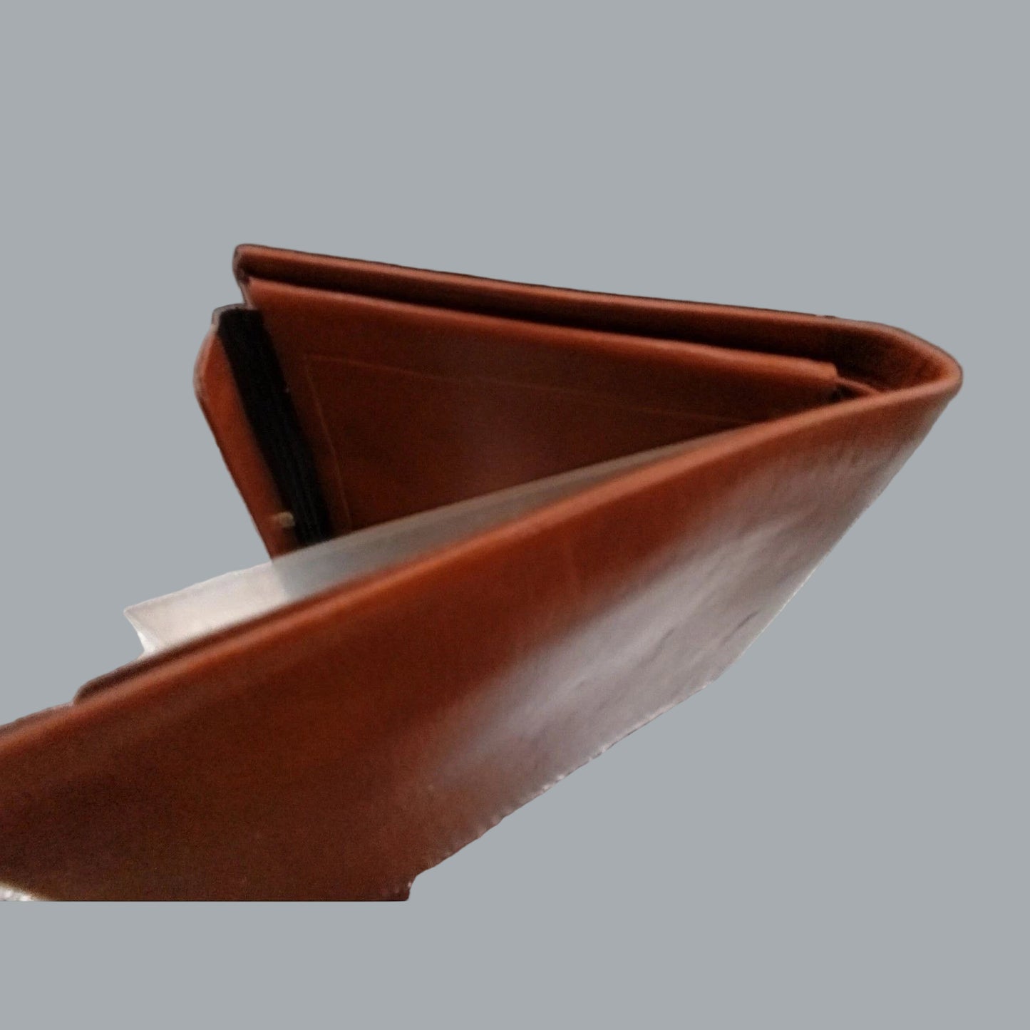 American Accessories Tan Brown Leather Trifold Mens Wallet NIB Vintage