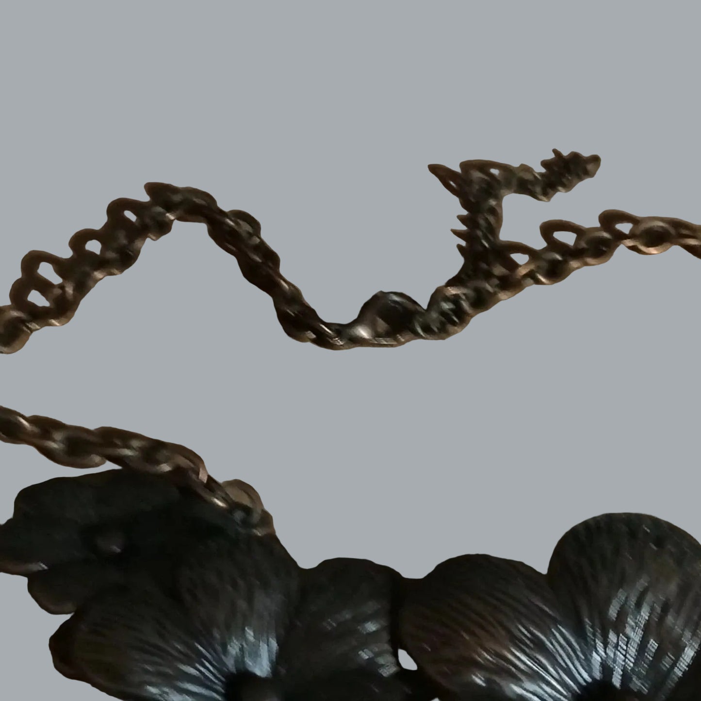 Floral Bib Necklace Metal Flower Statement Choker 12” + 3” Extender Chain