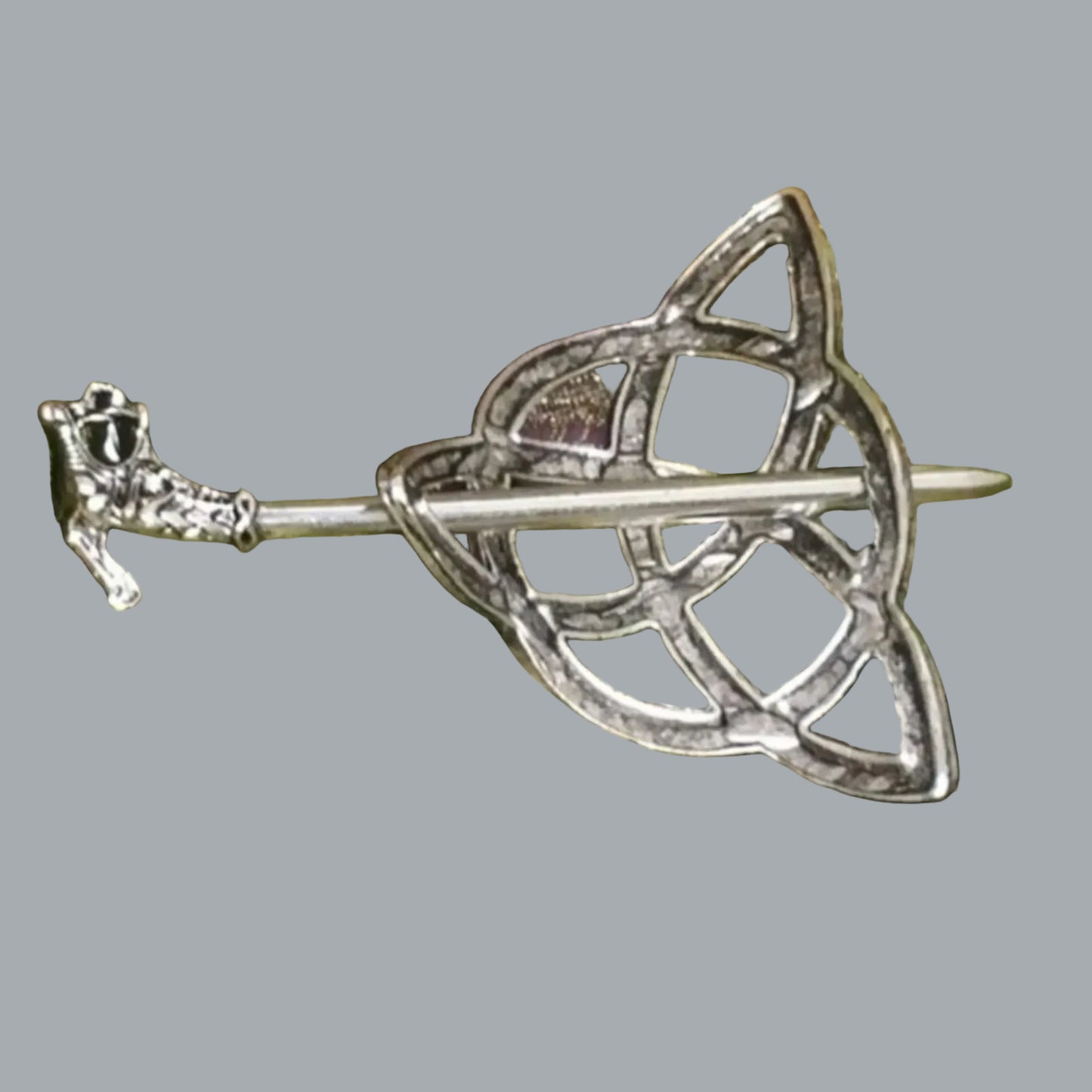 Celtic Knot Hair Slide Barrette Silver Tone 3x2 Renaissance Faire