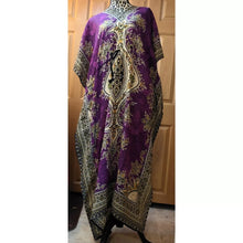 Load image into Gallery viewer, Women Long Kaftan Women One Size Maxi Dress Beach Caftan Poncho Purple
