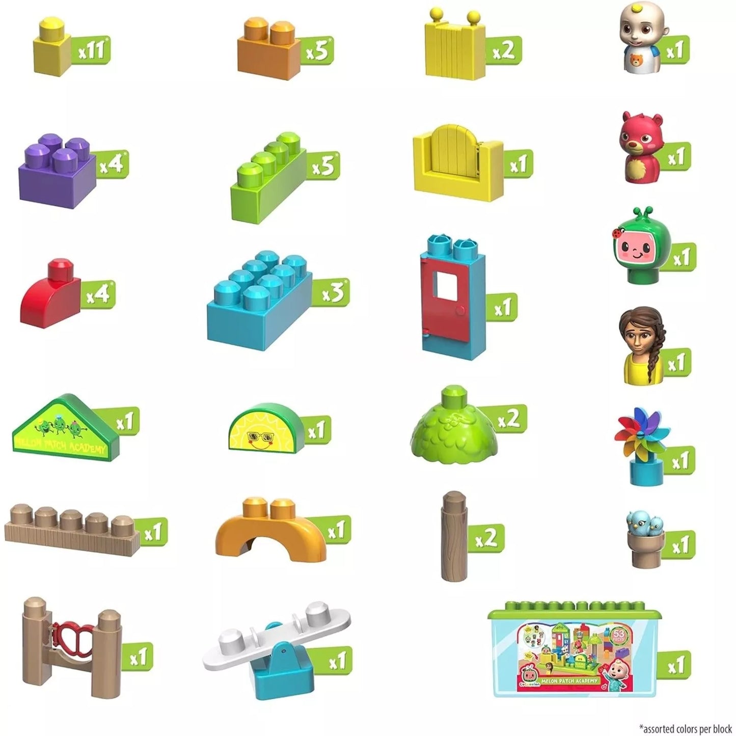 Patch Academy 53 Large Building Blocks Includes 6 Character Figures by Just Play