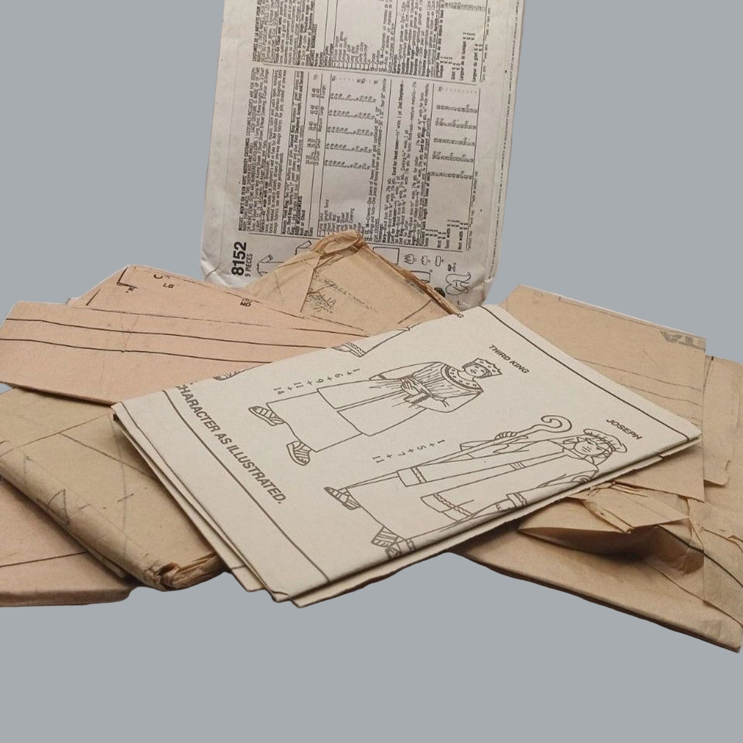 Vintage Simplicity 8152 Nativity Costumes Sewing Pattern partially cut