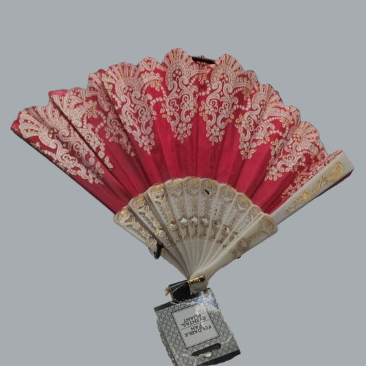 Bronzing Flower Pattern Folding Fan Chinese Style Silky Fan Accessories Rose Red