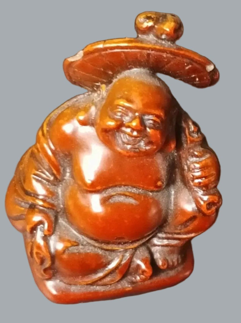 Set 4 Laughing Buddha Figurines Resin Feng Shui Budai Statues 2" Sm Chip on Hat