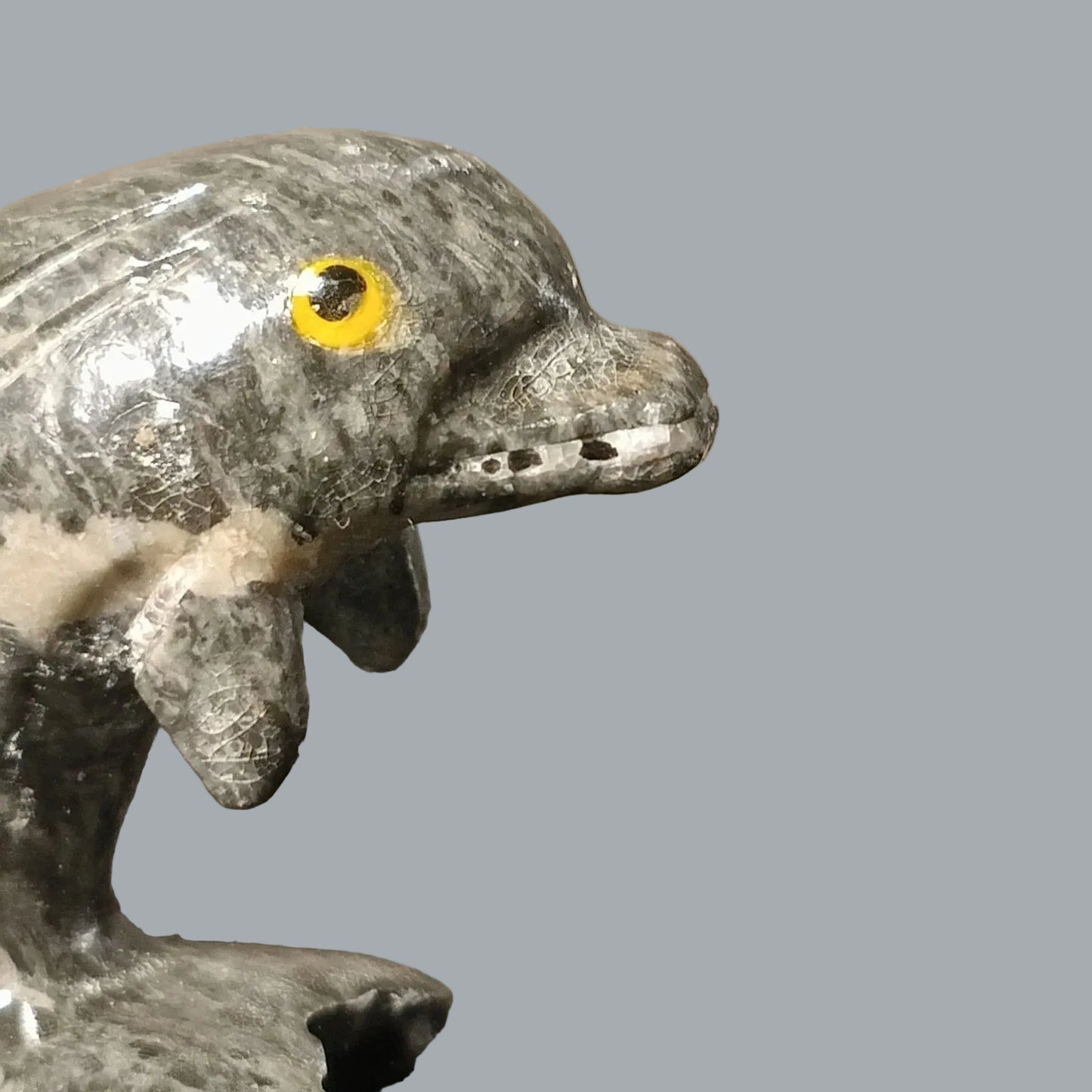 Vintage Peruvian Carved Stone Dolphin Figurines Pair 1.25" Mini