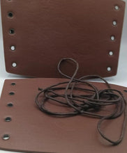 Load image into Gallery viewer, Gothic Wolf Faux Leather Brown Arm Bracers (Pair) For Renaissance Faire
