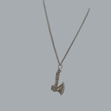 Load image into Gallery viewer, Viking Necklace Wolf Axe Celtic Pendant Nordic Amulet Silvertone 22&quot; Chain
