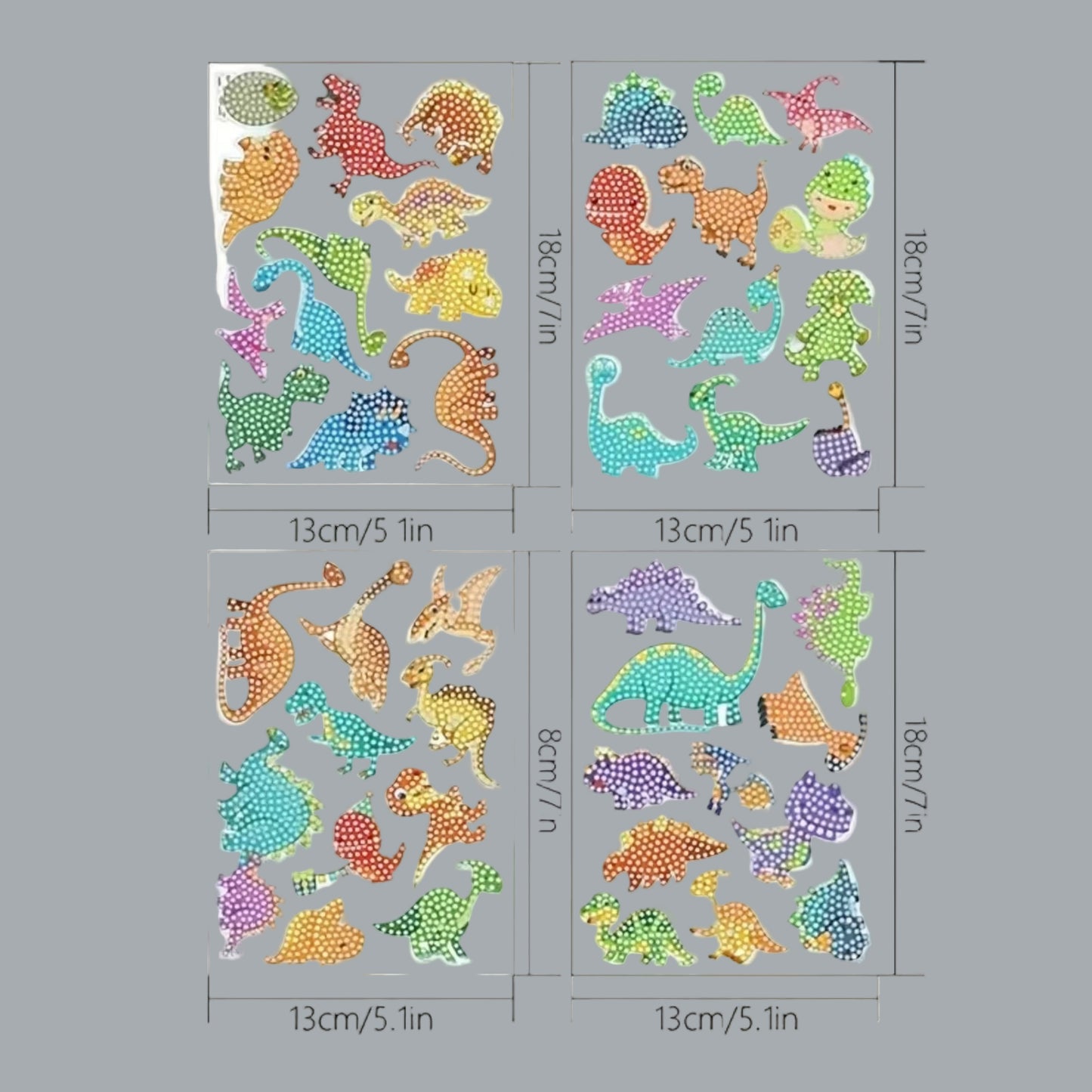 Share 46pcs Kids Diamond Painting Stickers Set | Cartoon Dinosaur Craft Kit