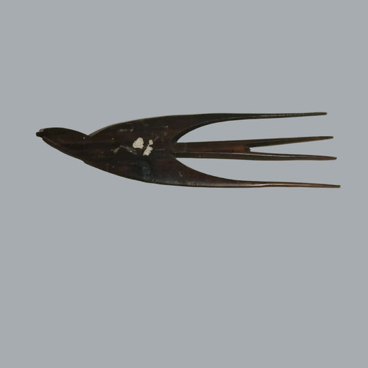 Carved Wooden 7” Bird Hair Comb Pick Tribal Folk Art Style