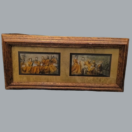 Vintage Sahadi Interiors Framed Double Print Wall Art 14x7 Toledo Ohio