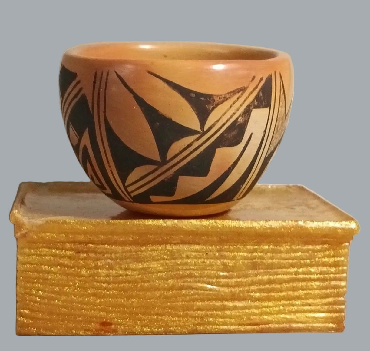 Signed E. Polleheco Southwest Pueblo Miniature Pottery Bowl 3"