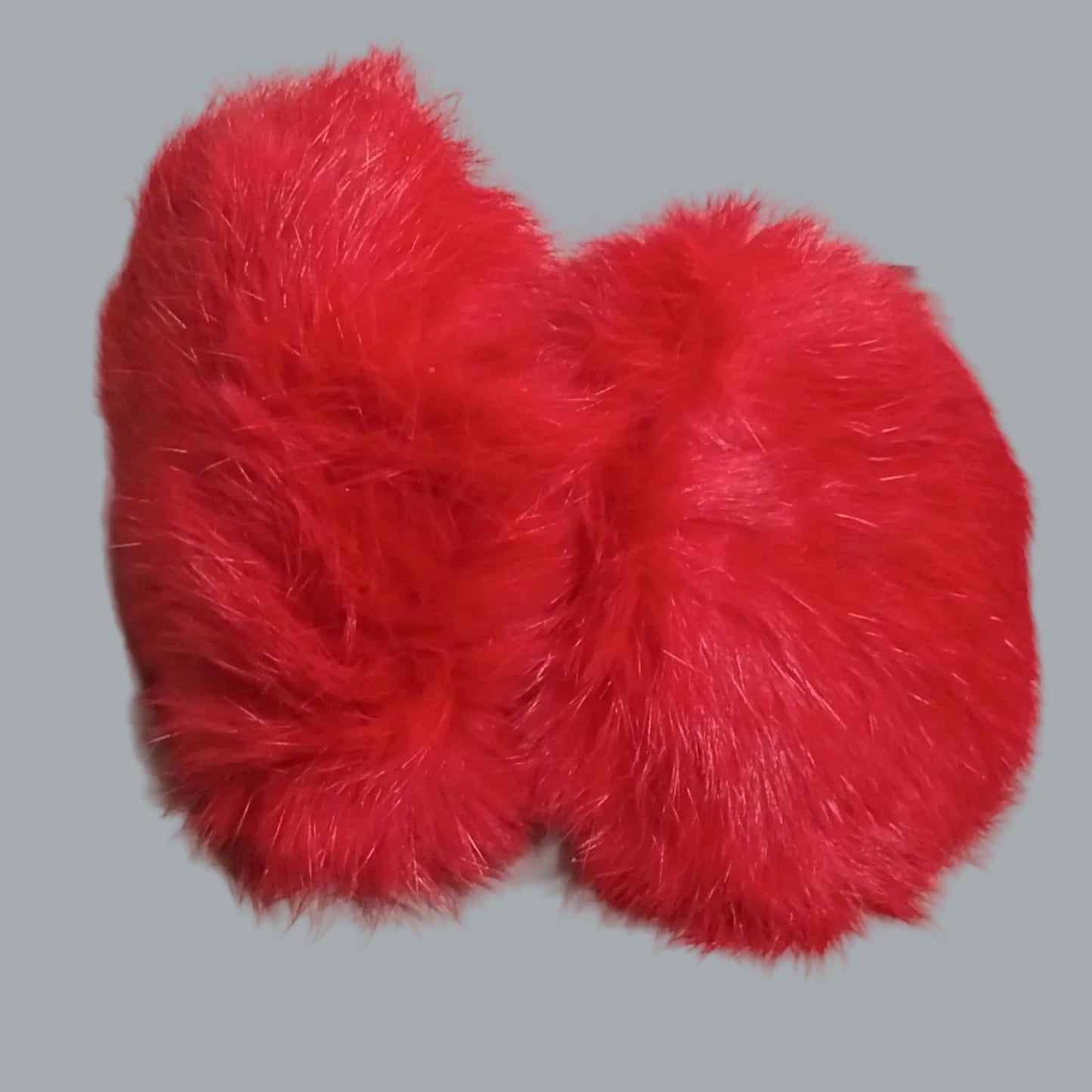 Vintage Genuine Rabbit Fur Red Earmuffs 4.5" Plush Warm Winter Headband NOS