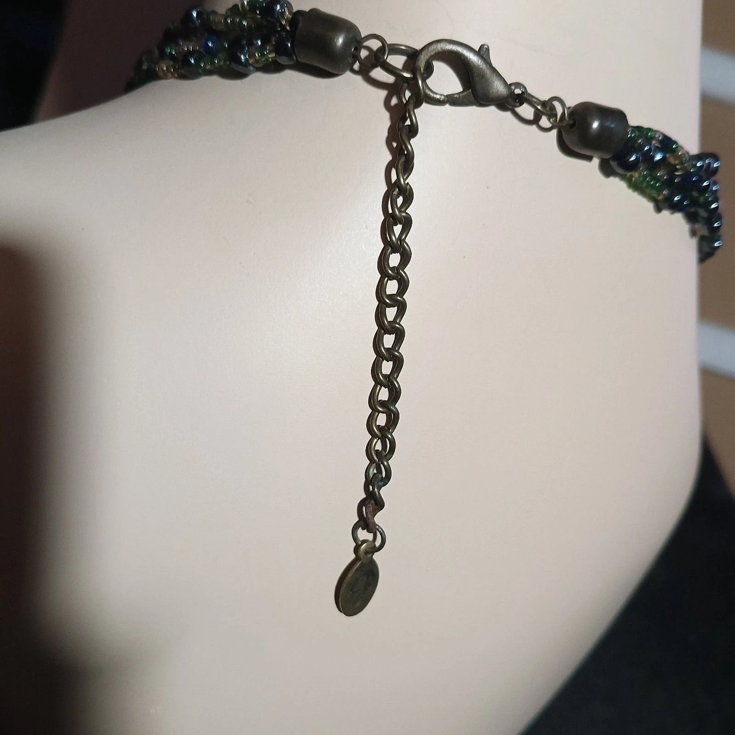 Boho Multistrand Beaded Art Glass Pendant Necklace Statement