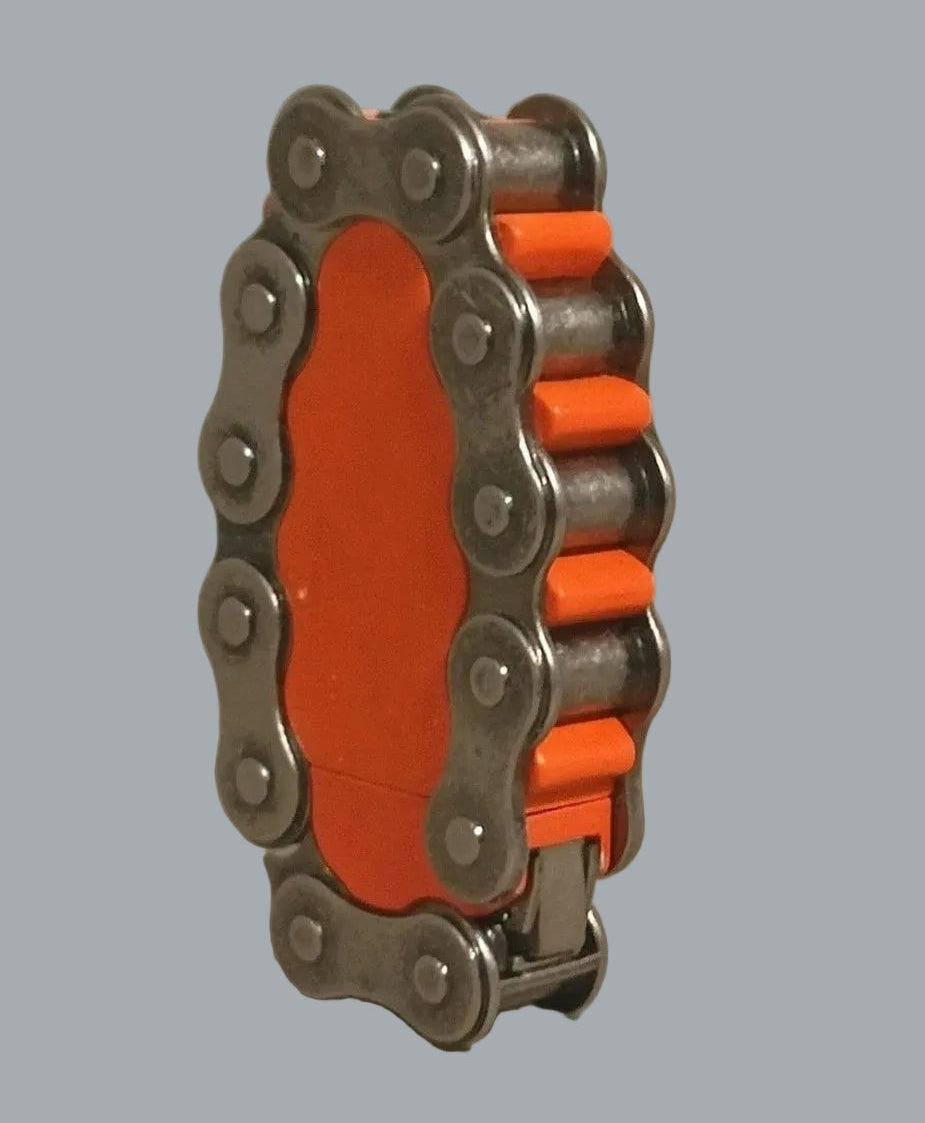 Steampunk Biker Chain Butane Lighter One World ML01-B056 Orange 3"