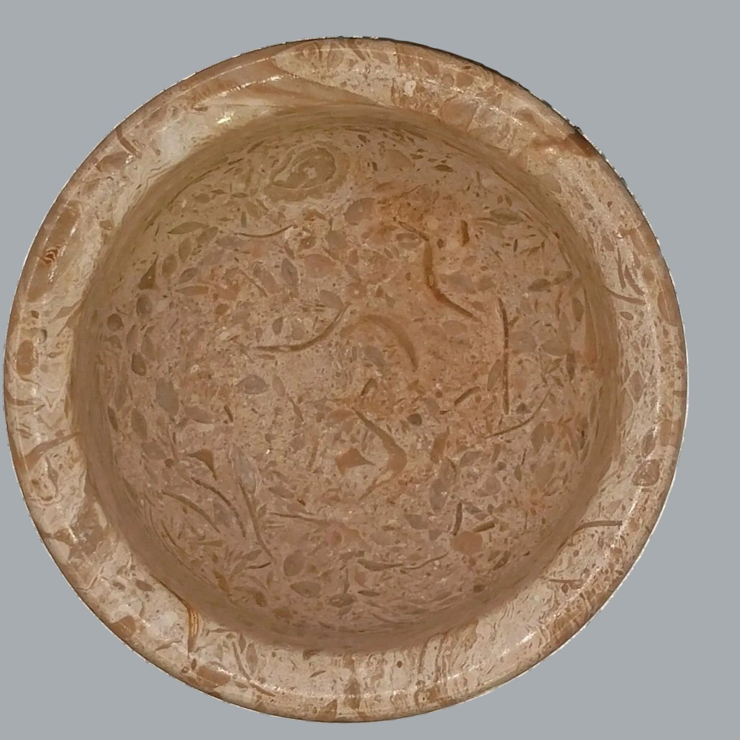 Pakistani Fossil Stone Marble Mortar Bowl 3.5" Carved Footed Cup