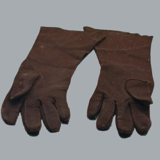 Vintage Brown Italian Cotton Dress Gloves 12" Opera Length Made in Italy