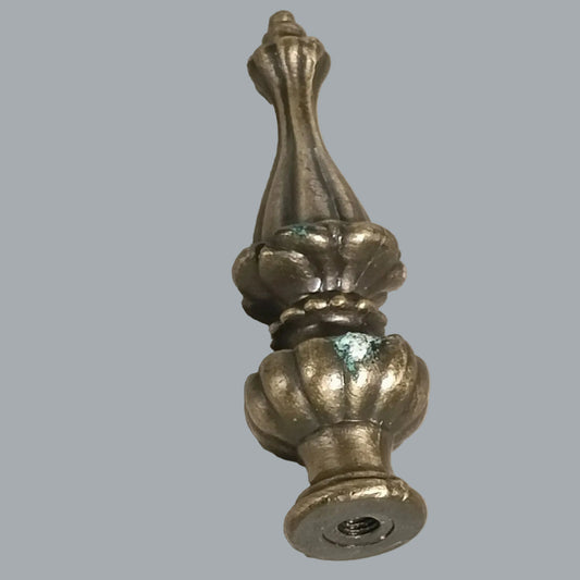 Vintage Metal Lamp Finial Urn/Acorn Shape Aged Patina Replacement 3.5"