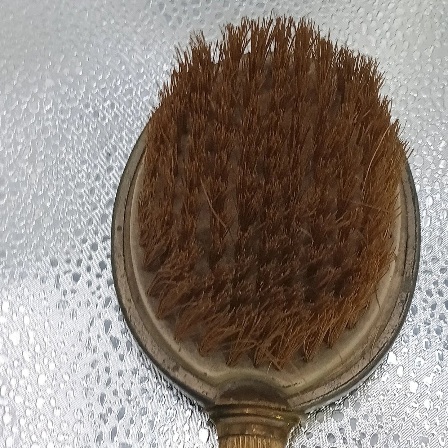 Vintage Gold-Tone Vanity Hand Mirror & Hair Brush Set Floral Design