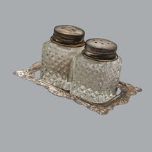 Load image into Gallery viewer, Vintage Glass Salt &amp; Pepper Shakers with Silver-Plated Lids – Hong Kong
