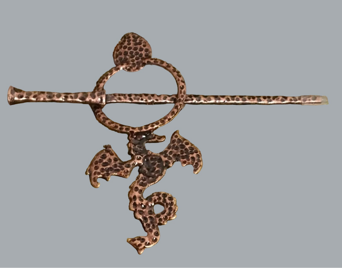 Copper Tone Dragon Hair Stick Pin Blue Stone Accent 5” Cosplay Accessory