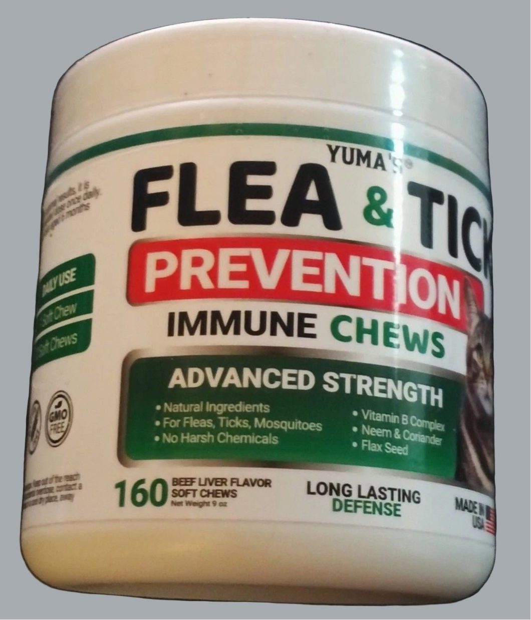 100% Natural Flea and Tick Prevention Chewable Pills for Cats, Made In USA