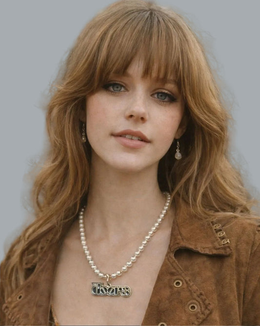 The Doors Necklace ©2003 Doors Music Company Logo Pendant Ball Chain Y2K