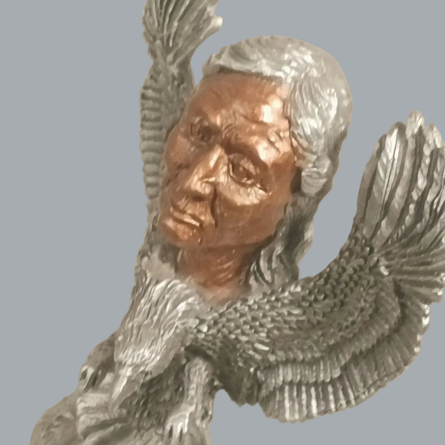 Greg Neeley Pewter Eagle Spirit Guide Native American Sculpture 4.5"