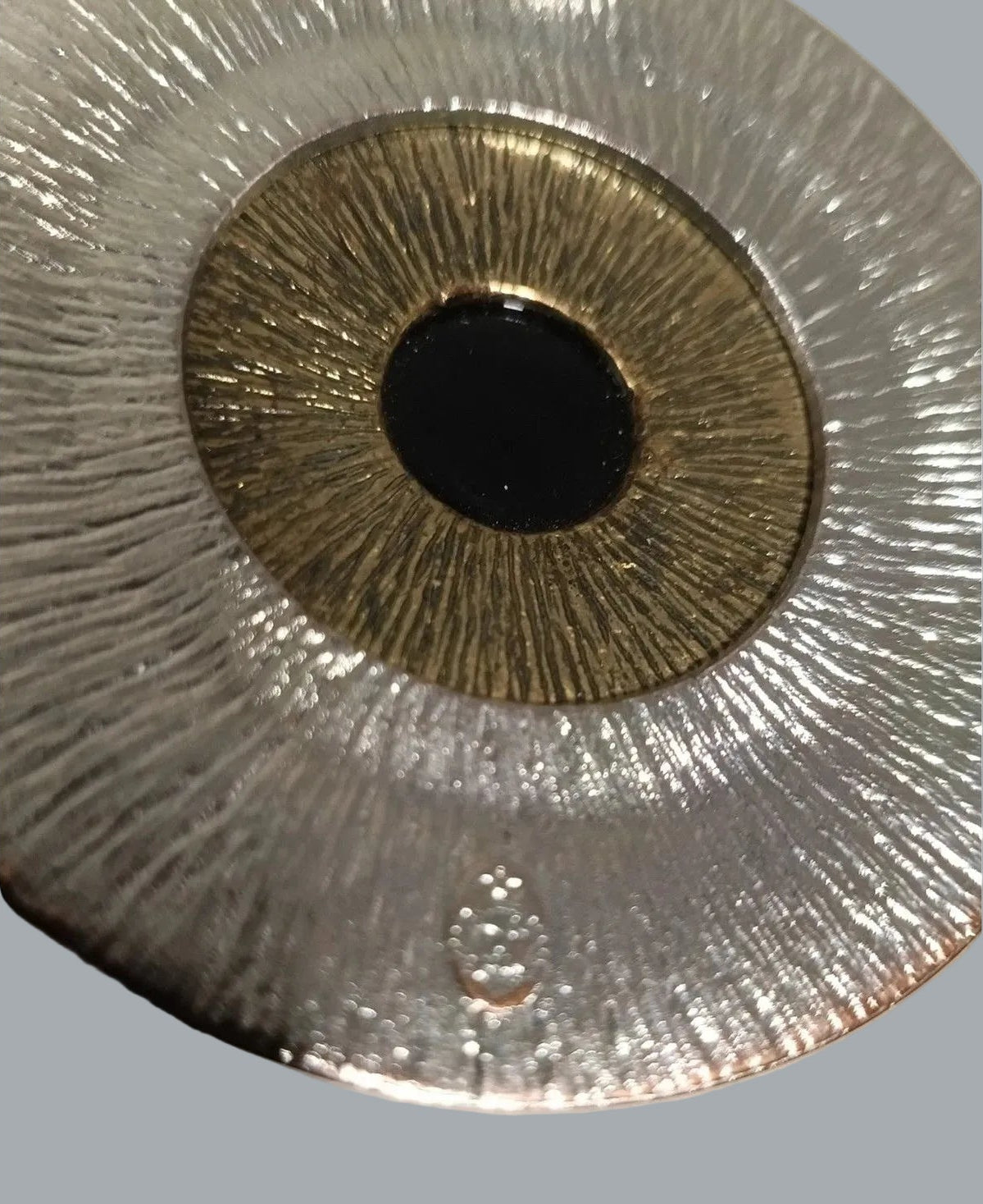 Mandala Medallion Pendant Black Glass Silver & Gold Tone w/ Magnetic Clasp 2.5"