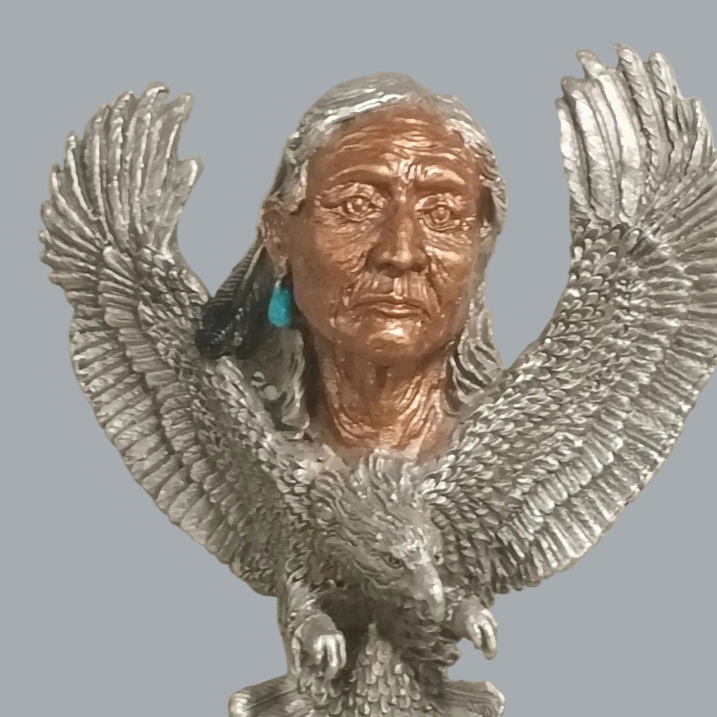 Greg Neeley Pewter Eagle Spirit Guide Native American Sculpture 4.5"