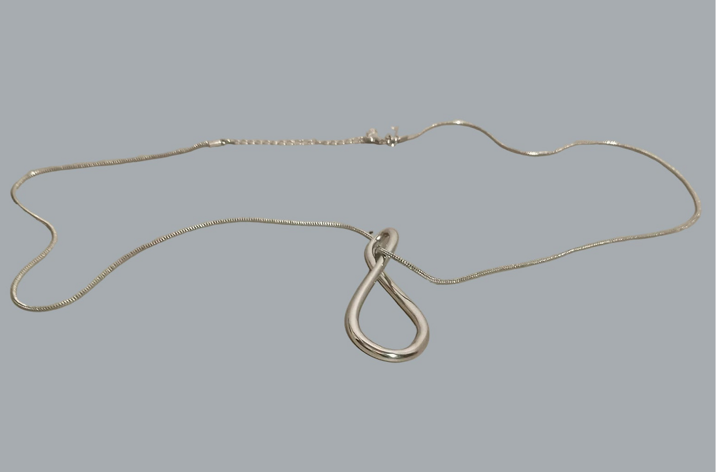 WHBM Silver Tone Teardrop Pendant Necklace 32in Chain 3in Drop