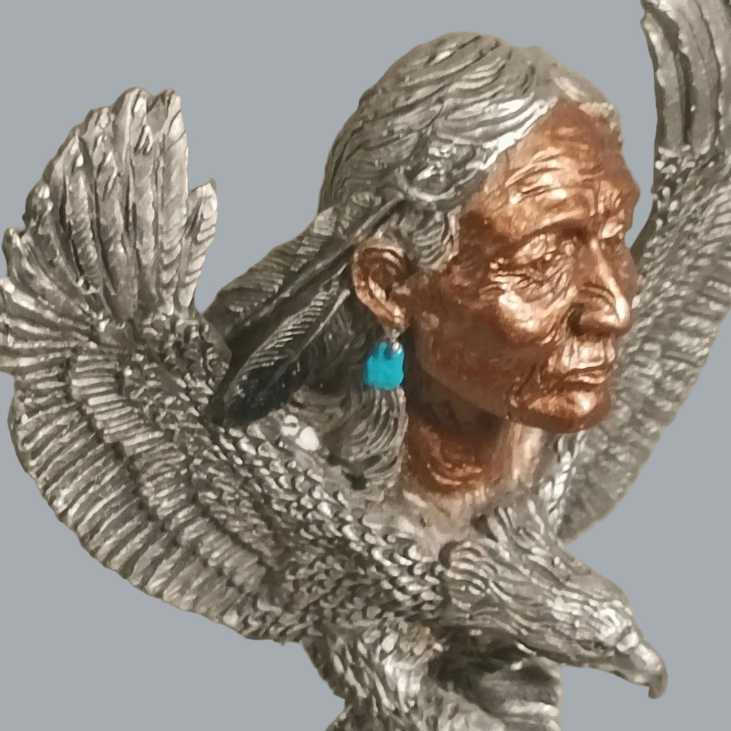 Greg Neeley Pewter Eagle Spirit Guide Native American Sculpture 4.5"