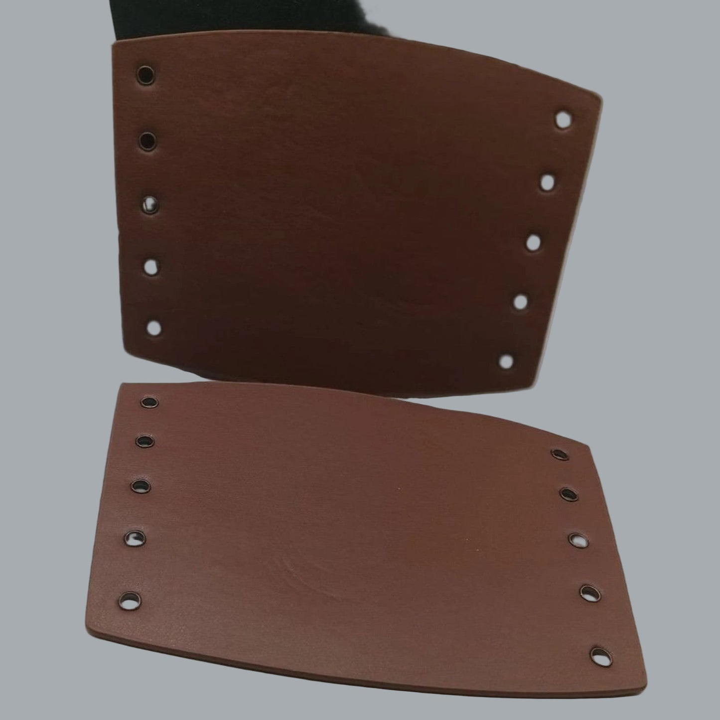 Gothic Wolf Faux Leather Brown Arm Bracers (Pair) For Renaissance Faire