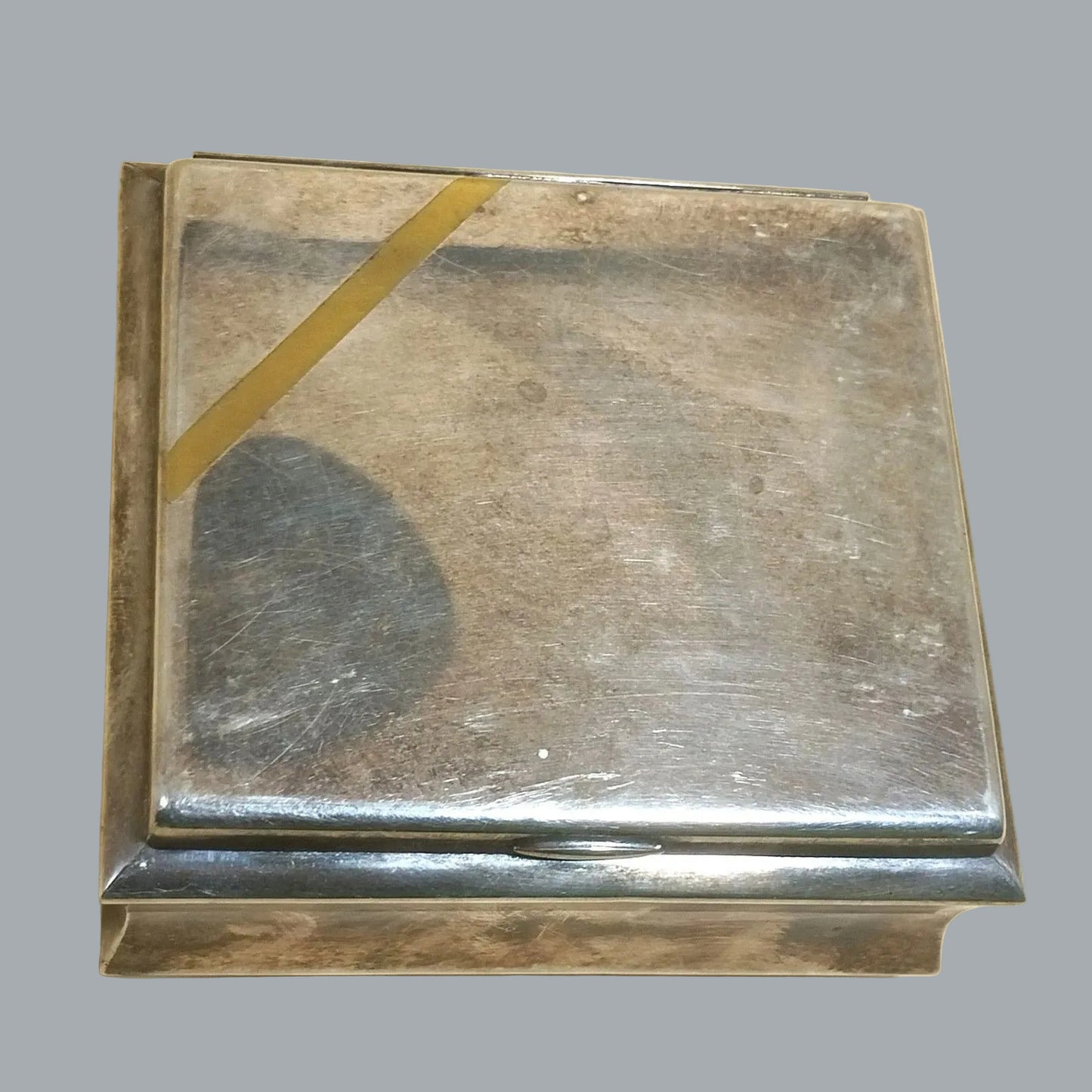 WMF Ikora Germany Silverplate Trinket Box w/ Wood Insert 4"x4"