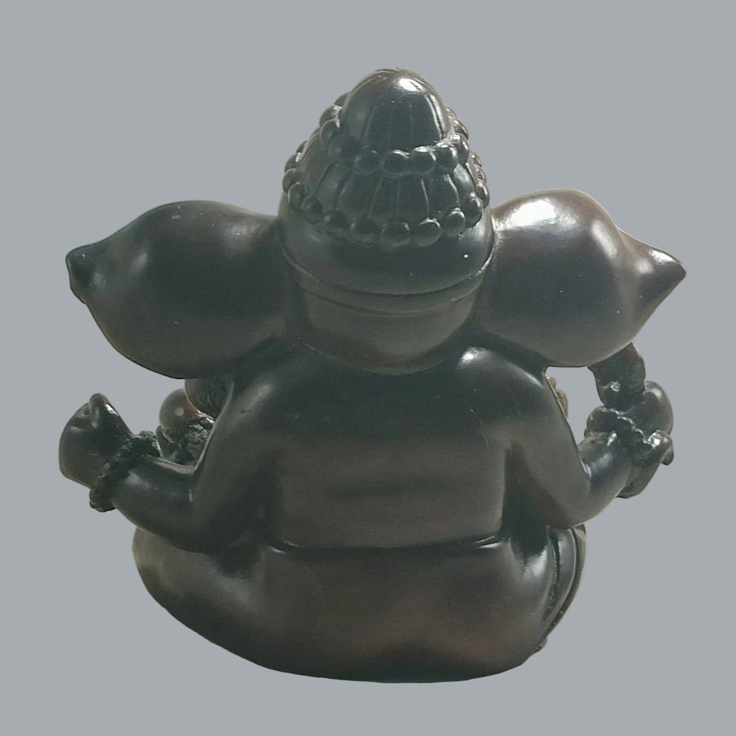 Carved Ganesha Statue Dark Resin Hindu Elephant God Figurine 5"
