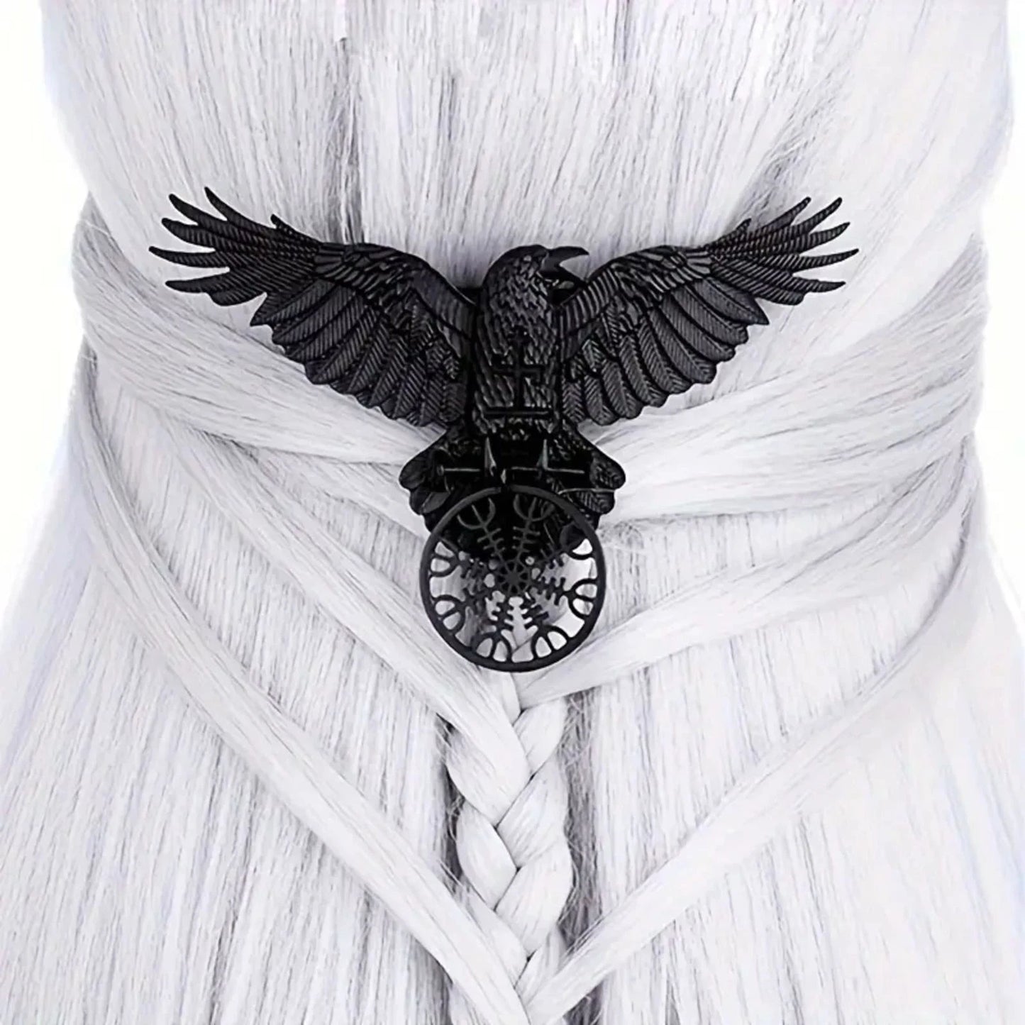 Viking Crow Hairpin - Matte Black Raven Hair Clip Gothic Norse Renaissance Faire