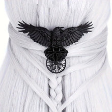 Load image into Gallery viewer, Viking Crow Hairpin - Matte Black Raven Hair Clip Gothic Norse Renaissance Faire

